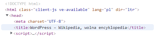 Przykład kodu html z tagiem meta title